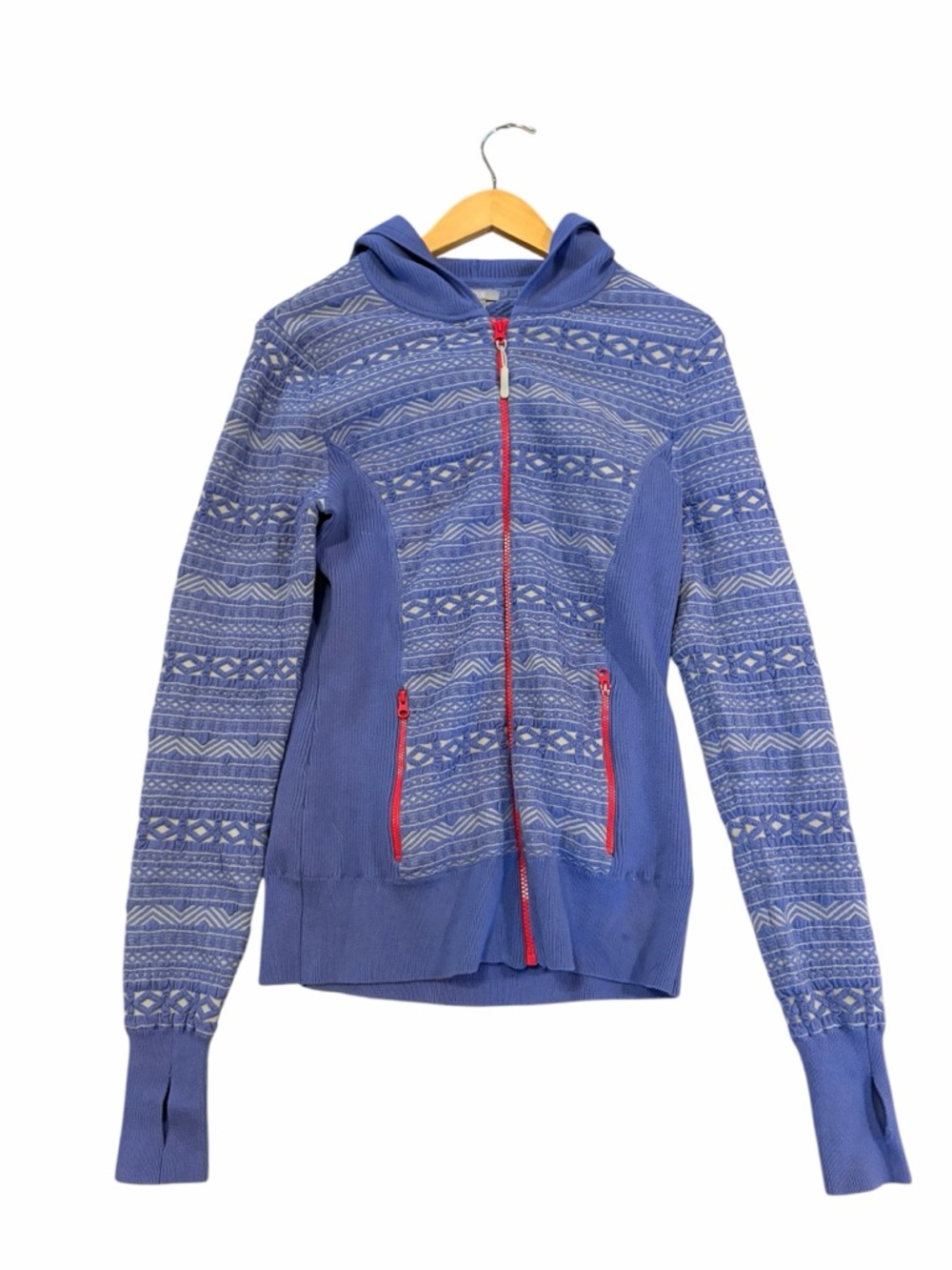 SKYR Intarsia Patterned Zip- Up Hoodie Sweater, Size M